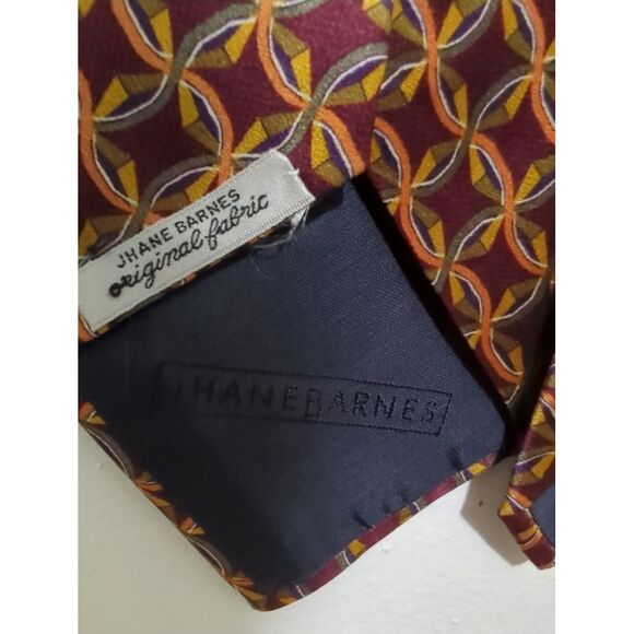 Jhane Barnes Burgundy Geometric 100% Silk Necktie Handmade In Japan - Picture 4 of 6